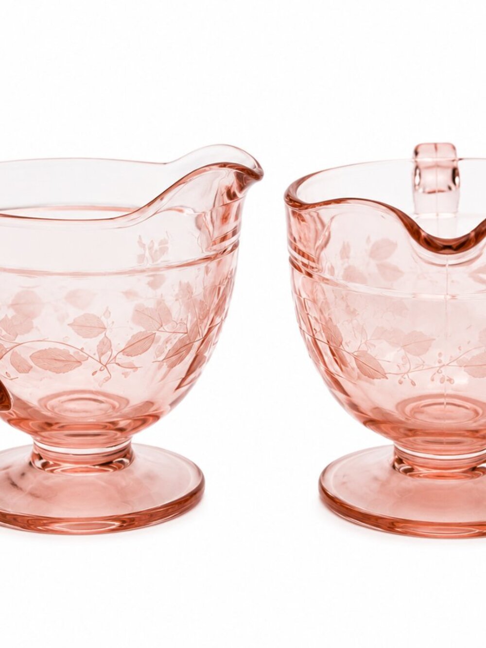 CS-70--Vintage Pink Depression Glass Cream & Sugar Set